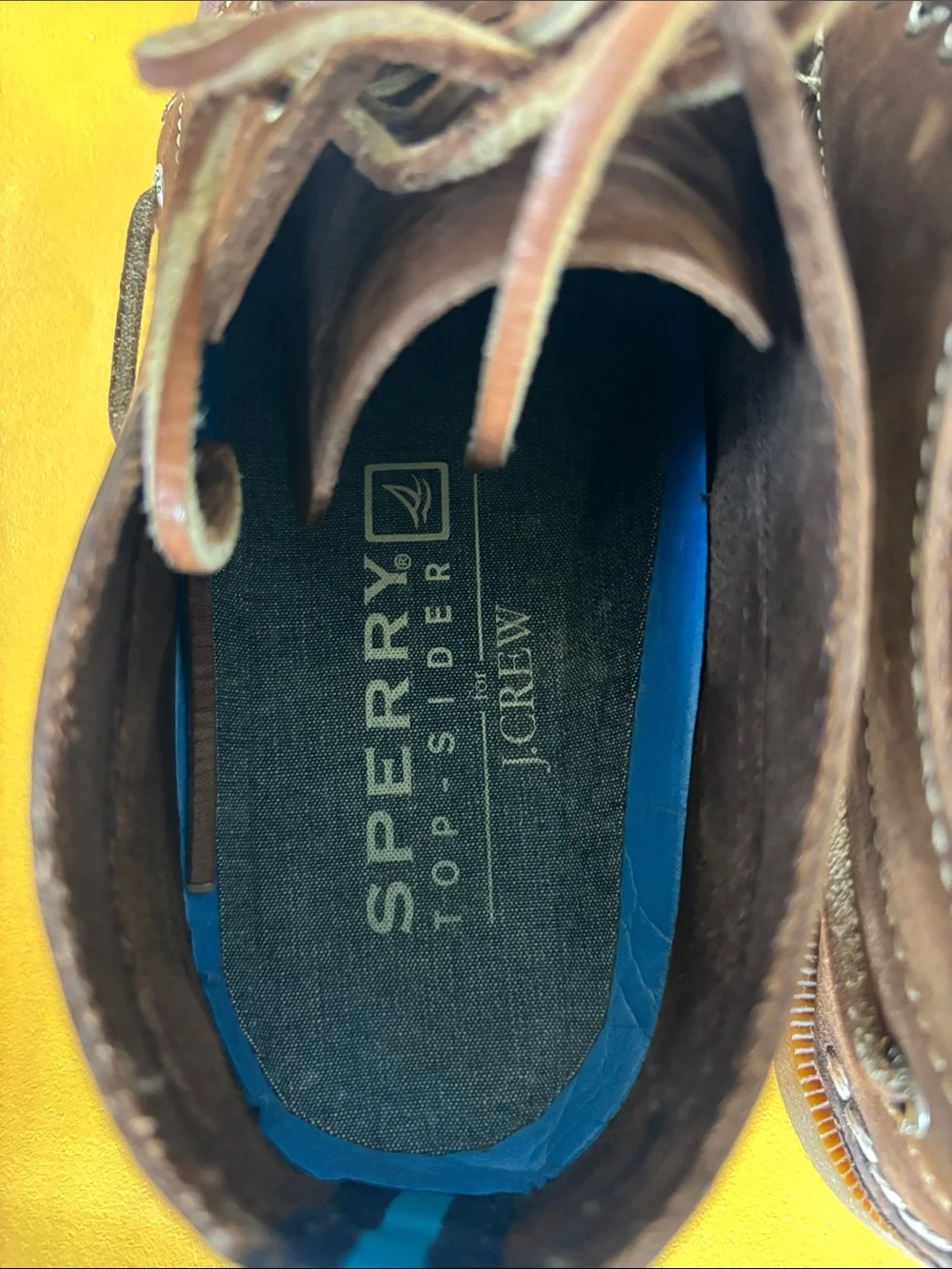 Sperry J. Crew Brown Leather Moc Toe Boat Shoes